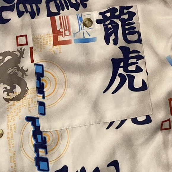 Y2K Paco Jeans‎ button down AOP club shirt size L - Picture 7 of 8